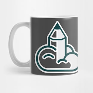 Pencil cloud sticker logo design. Education logo concept. Cloud education logo vector, cloud and pencil sticker design icon. Mug